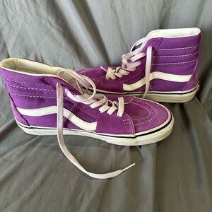 Vans Sk8-Hi Suede & Canvas High-Top Sneakers in Purple and White